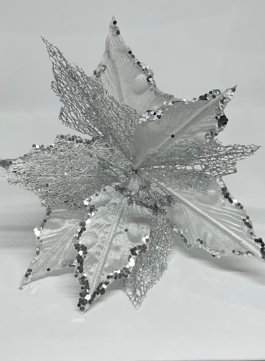 Silver Glitter Poinsettia