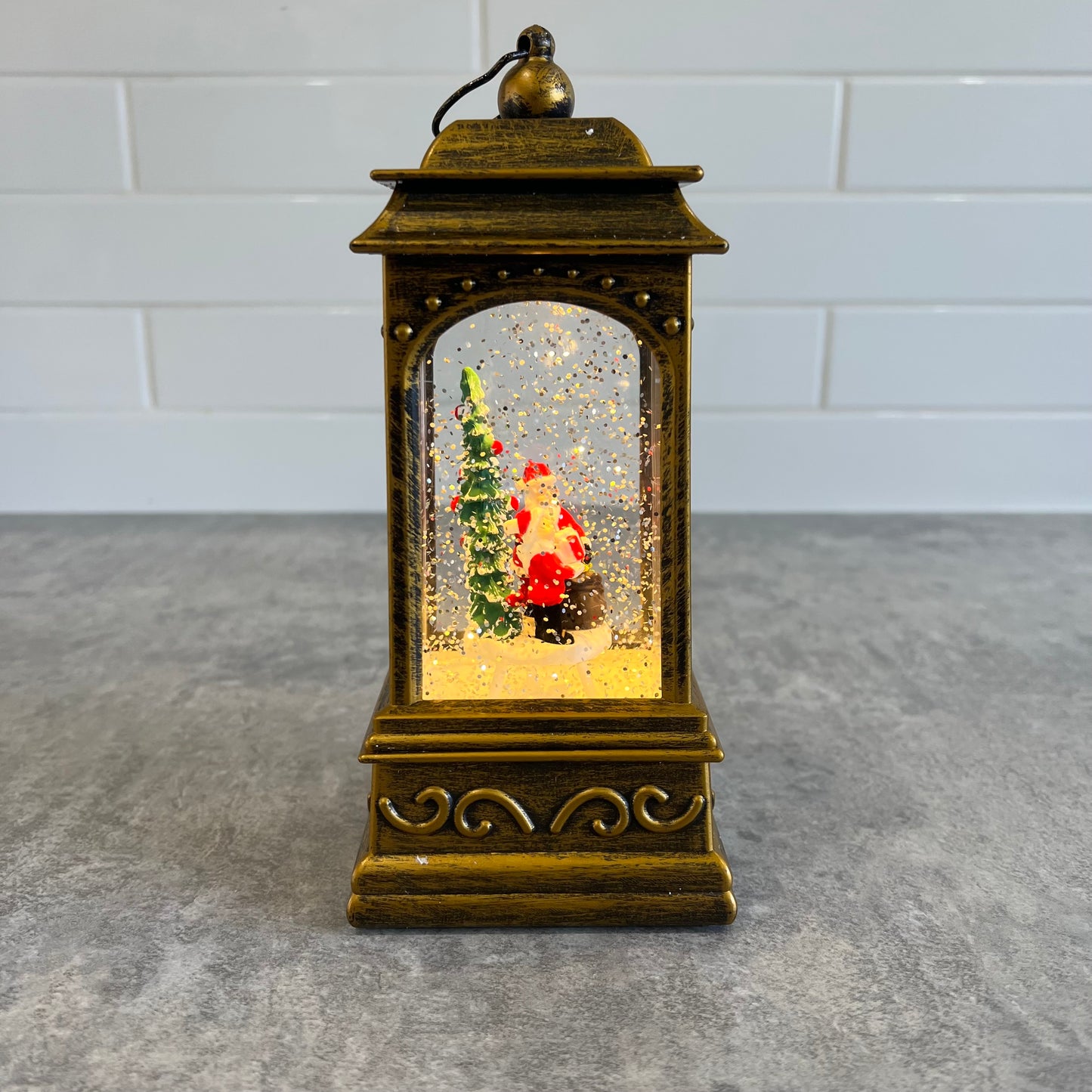 Lantern Snowglobe with Santa