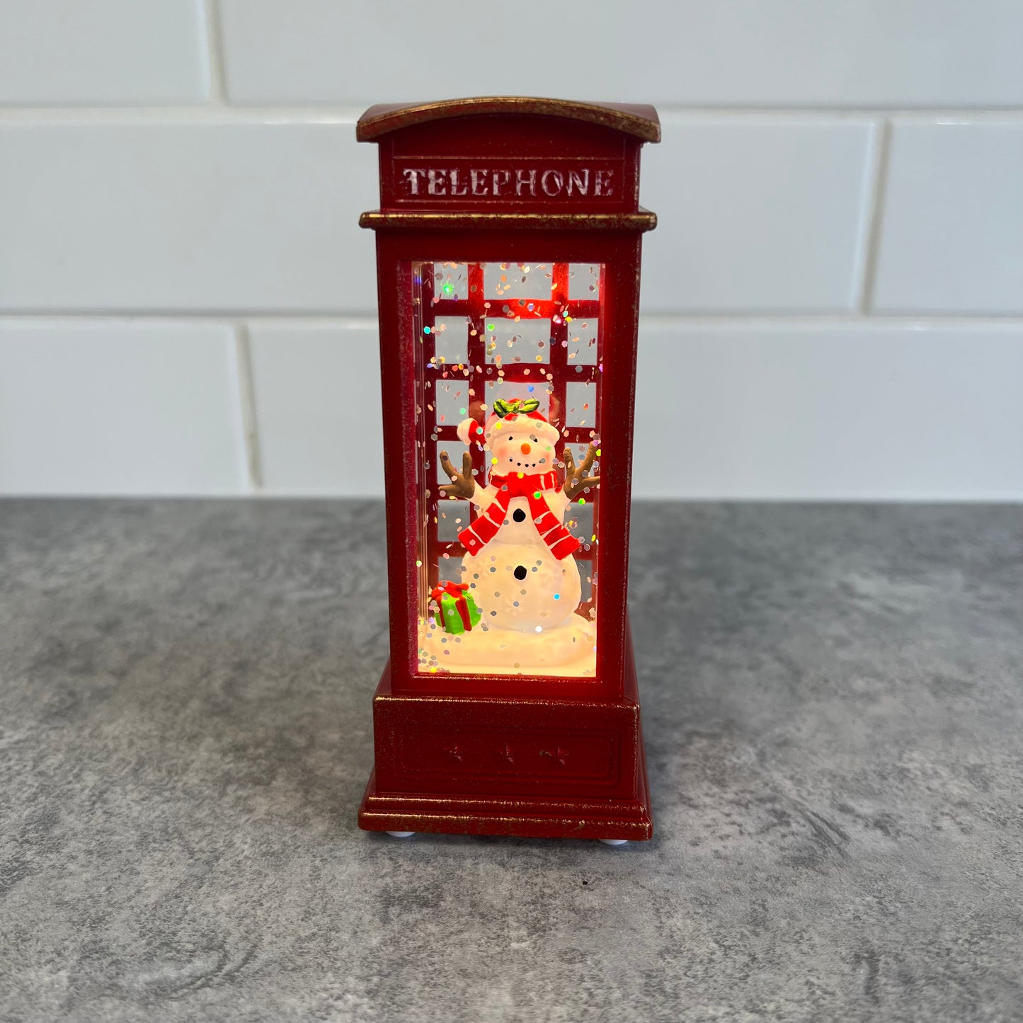 Small Phonebox with Snowman