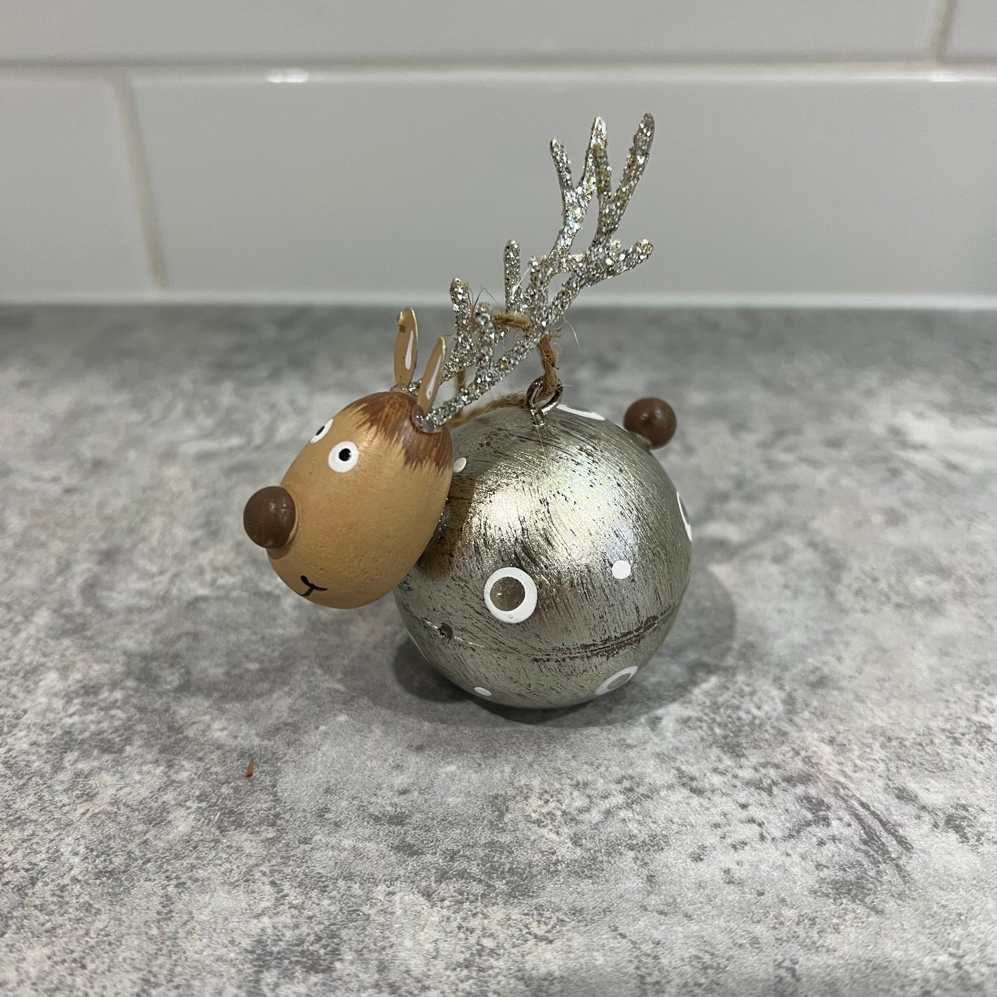 Round Silver Reindeer